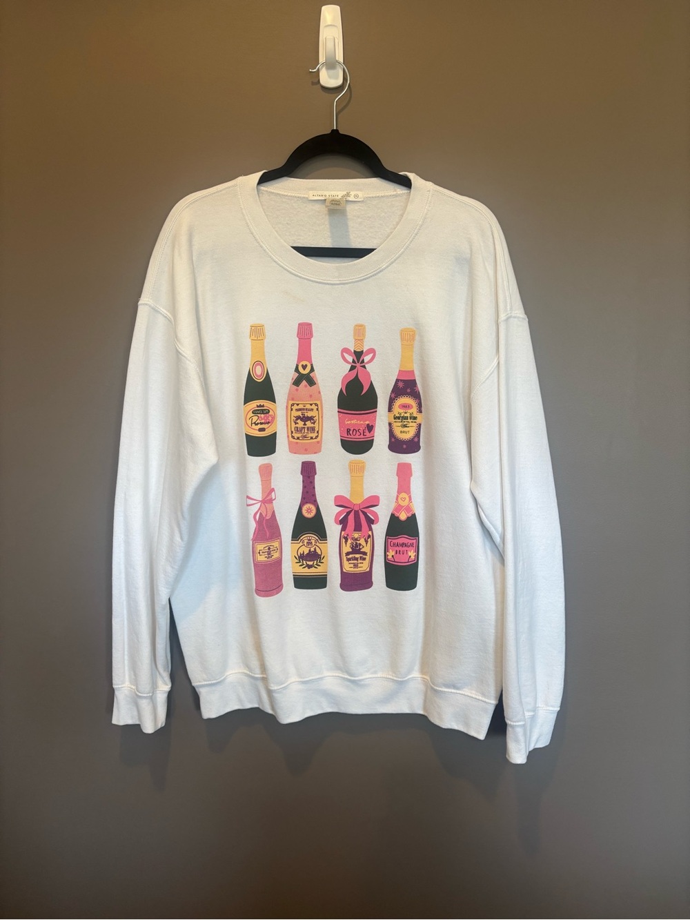 ALTAR’D STATE Champagne Bottle Print Crewneck Swearshirt